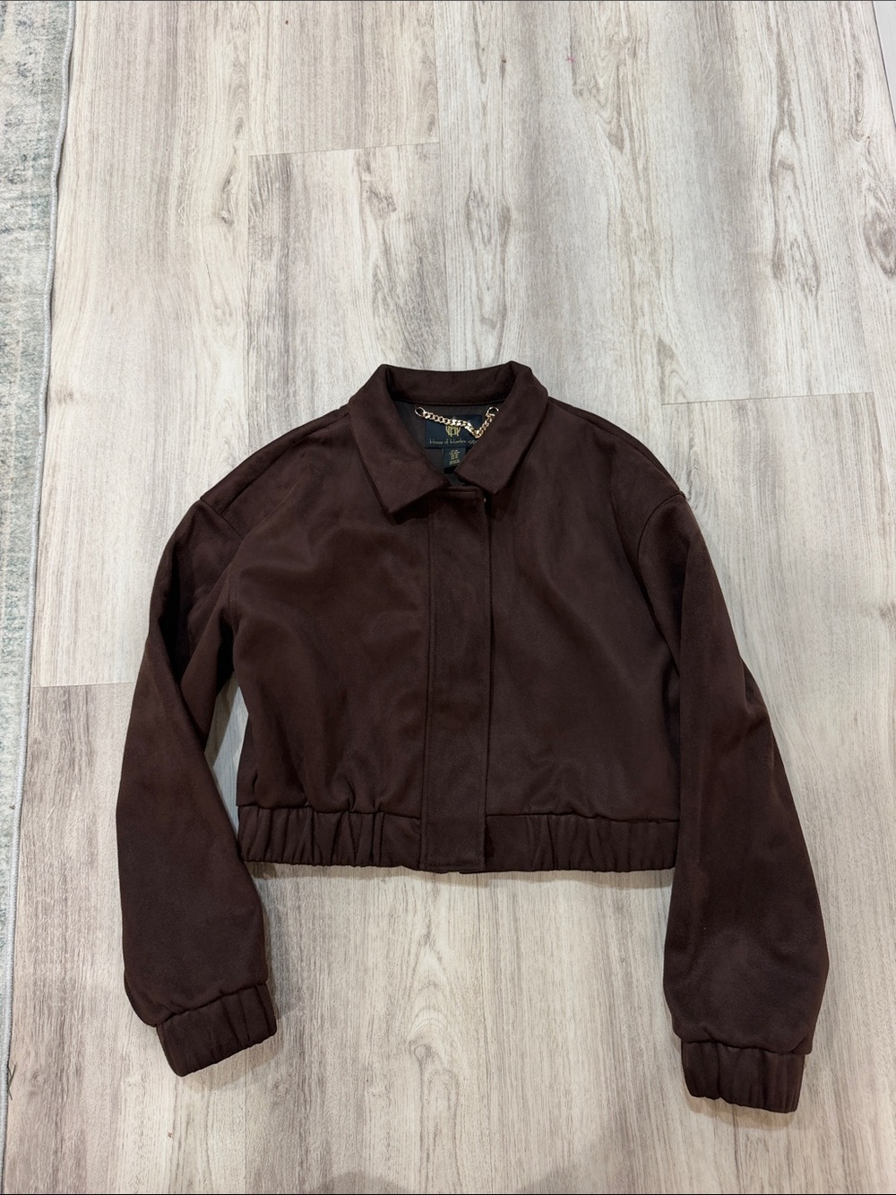 House of Harlow 1960 Cropped Dark Brown Bomber Jacket SIZE Medium